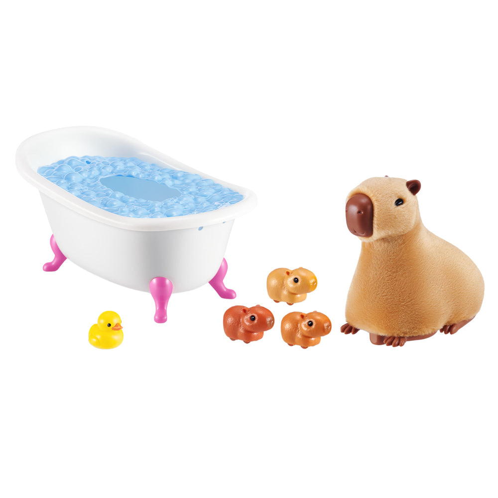 ZURU Pets Alive Walking Mama Capybara and Baby Surprise toy with bath and babies