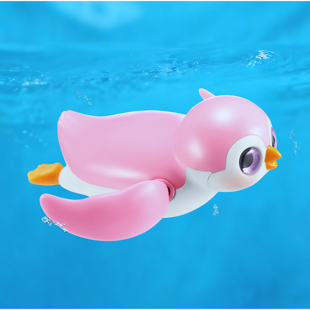 Pink penguin swimming underwater, from the ZURU Pets Alive Swimming Penguin Series 1 Bath Toy - Assorted Styles