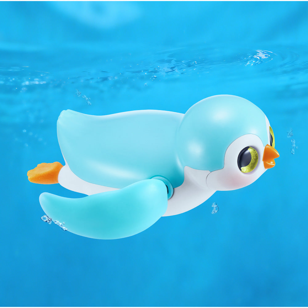 Blue penguin swimming underwater, from the ZURU Pets Alive Swimming Penguin Series 1 Bath Toy - Assorted Styles