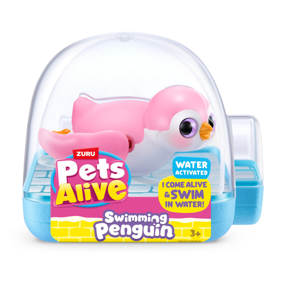 Pink ZURU Pets Alive Swimming Penguin Series 1 Bath Toy - Assorted Styles, in packaging