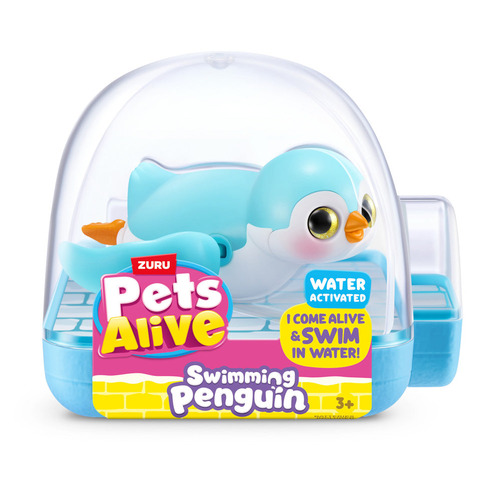 Blue ZURU Pets Alive Swimming Penguin Series 1 Bath Toy - Assorted Styles, in packaging