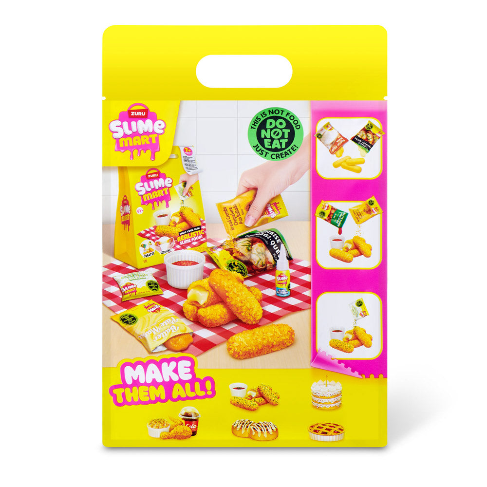 Back packaging for the ZURU Slime Mart Small Shopping Bag Series 2 Mozzarella Sticks slime