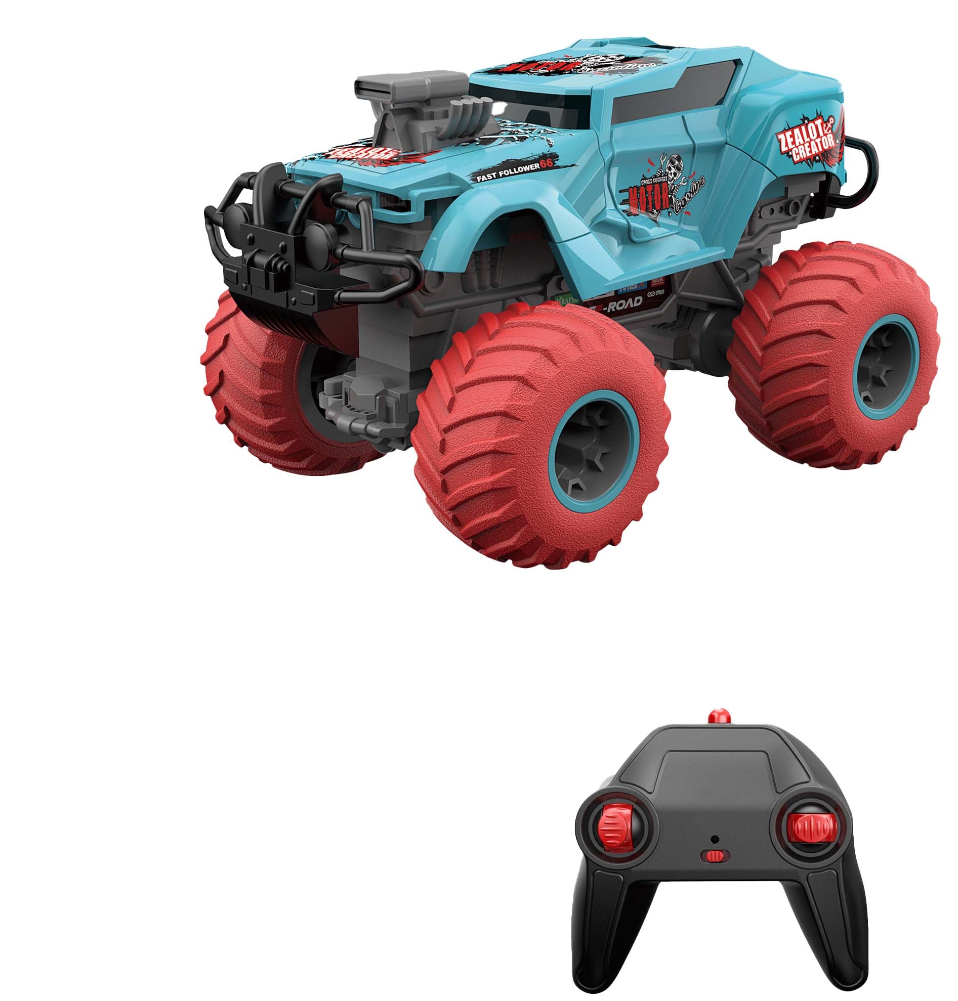 Sneak Power 1:16 Remote Control Large Wheeled Cross Country Collision Burst Vehicle Blue