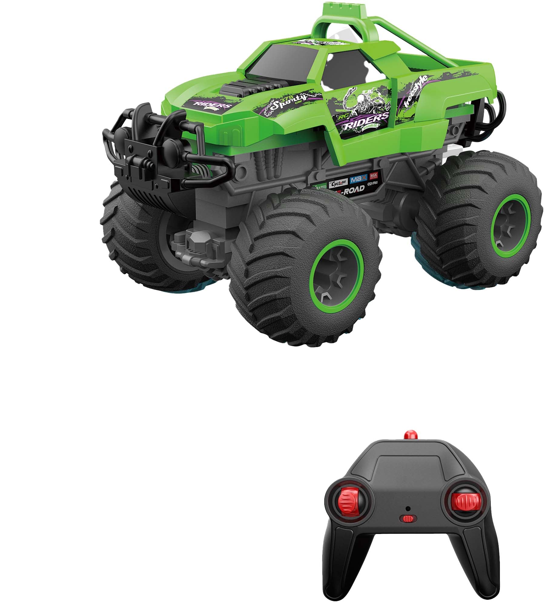 Sneak Power 1:16 Remote Control Large Wheeled Cross Country Collision Burst Vehicle Green