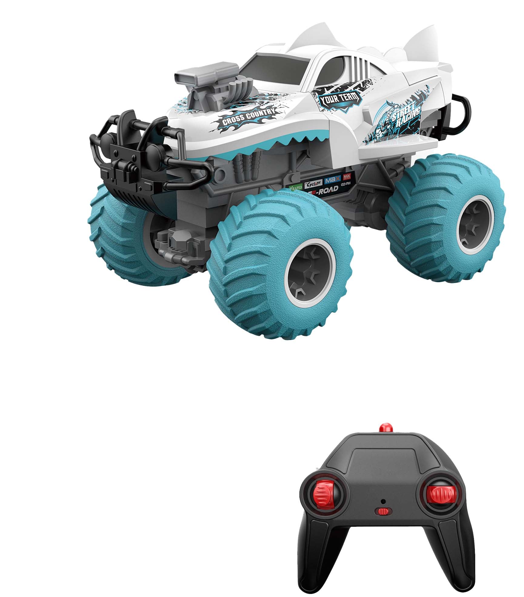 Sneak Power 1:16 Remote Control Large Wheeled Cross Country Collision Burst Vehicle White