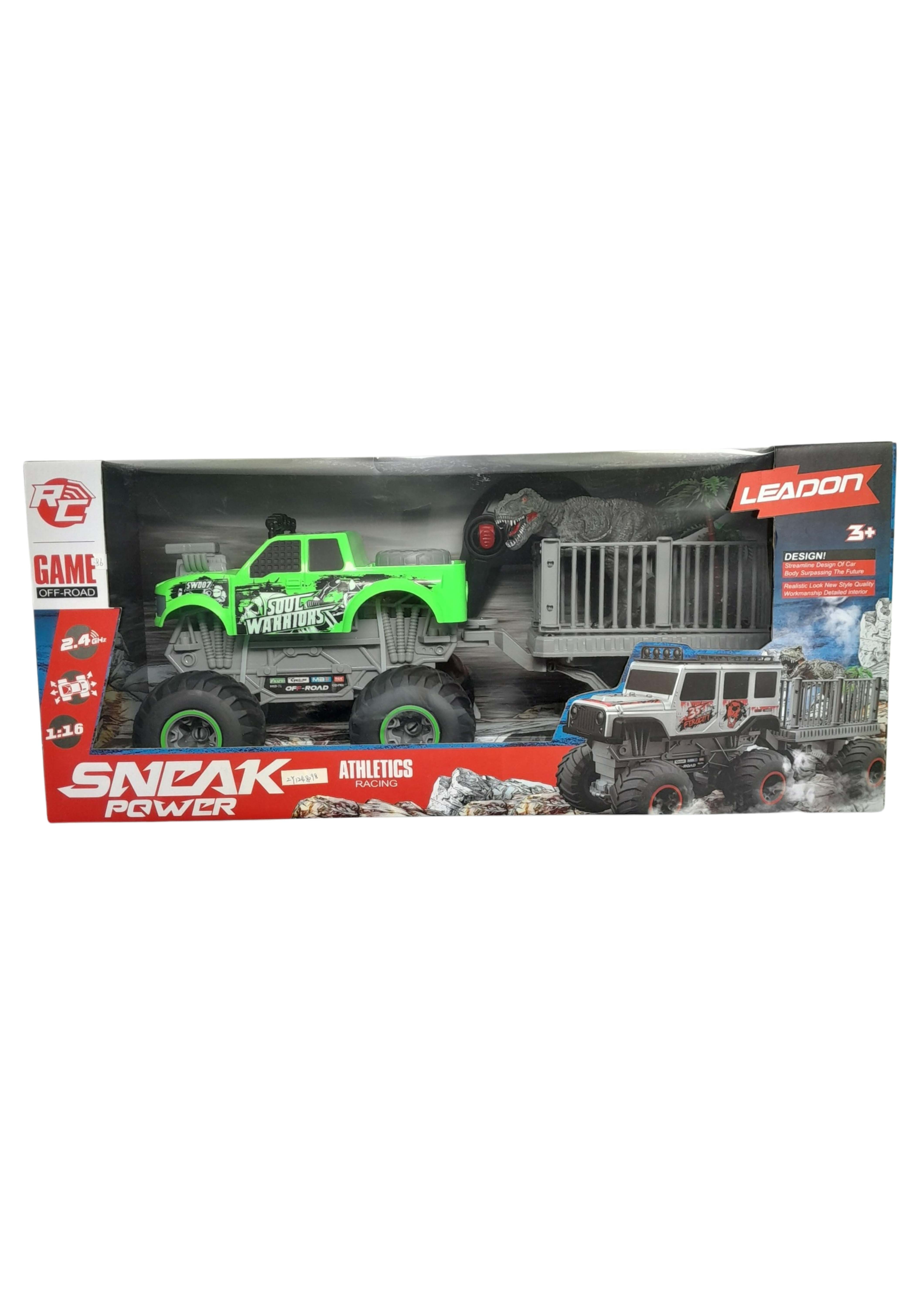 Sneak Power Remote Control Large Wheeled Off-Road Green Vehicle With Trailer And Accessories