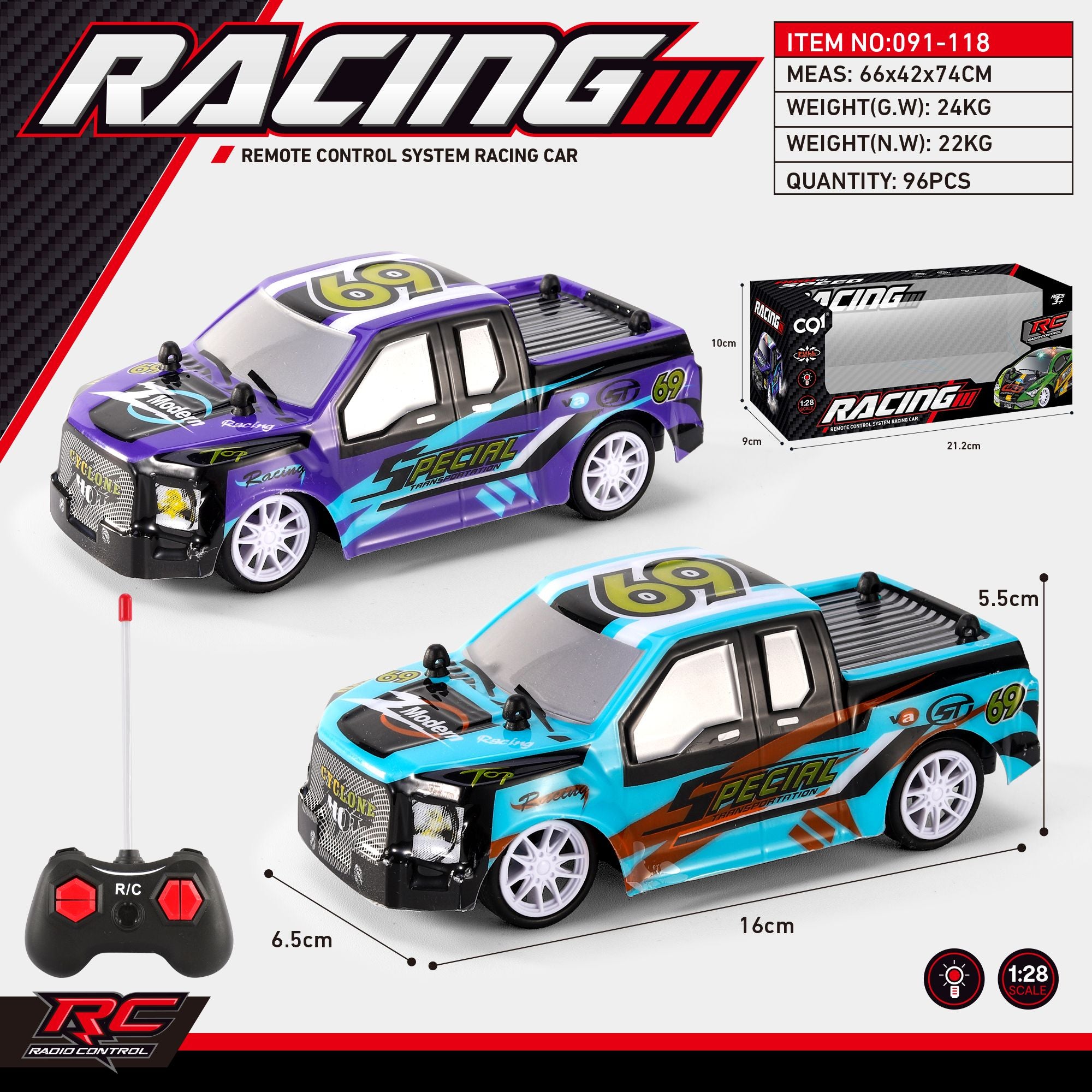 High Speed Racing 1:28 Remote Control Racing Ute Assorted Styles - Toyworld NZ
