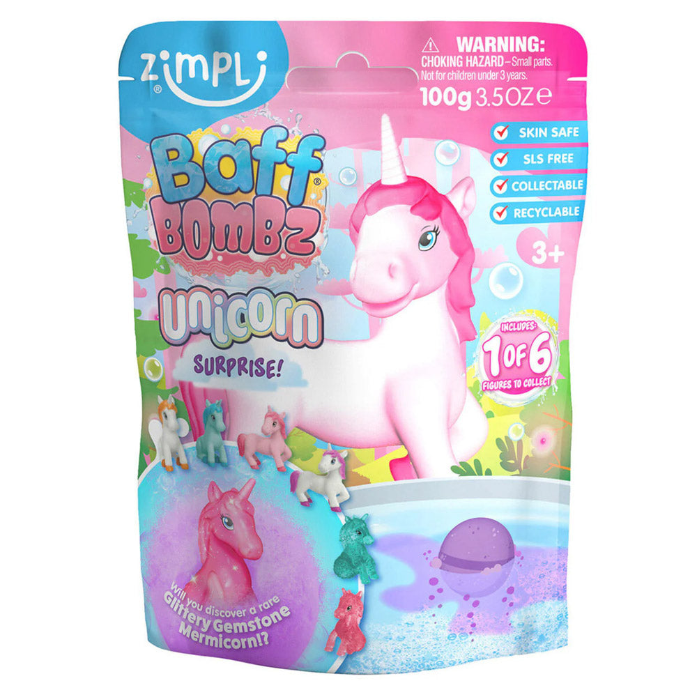 Zimpli Kids - Baff Bombz Unicorn Surprise bath bomb with toy inside.