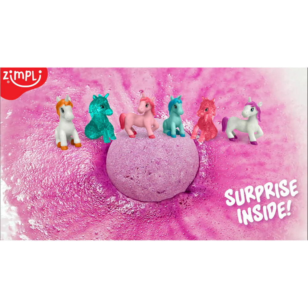 Zimpli Kids - Baff Bombz Unicorn Surprise bath bomb with toy inside.