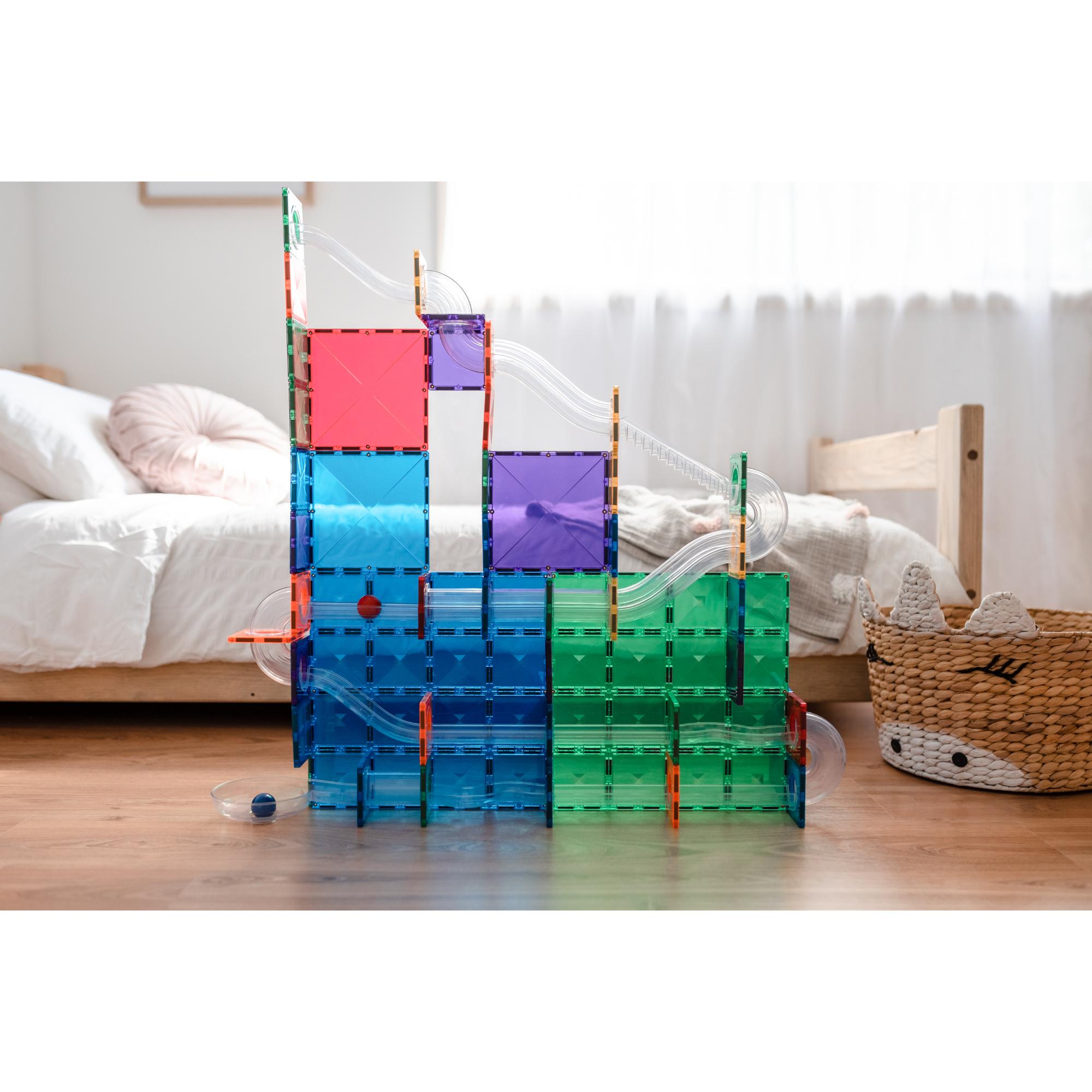 CONNETIX Magnetic Tiles 92 Piece Rainbow Ball Run Pack