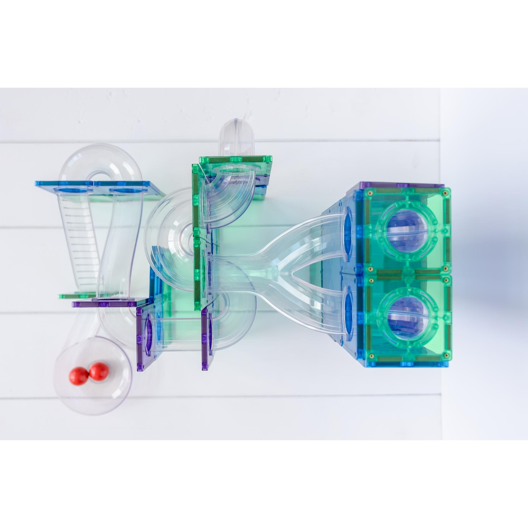 CONNETIX Magnetic Tiles 92 Piece Rainbow Ball Run Pack