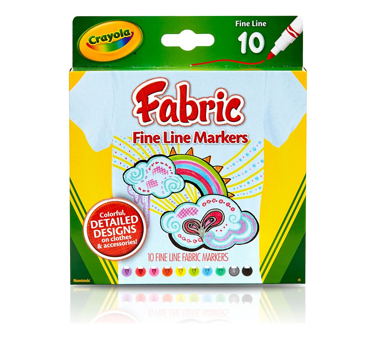 Crayola Fine Line Fabric Markers 10 Pack - Toyworld NZ