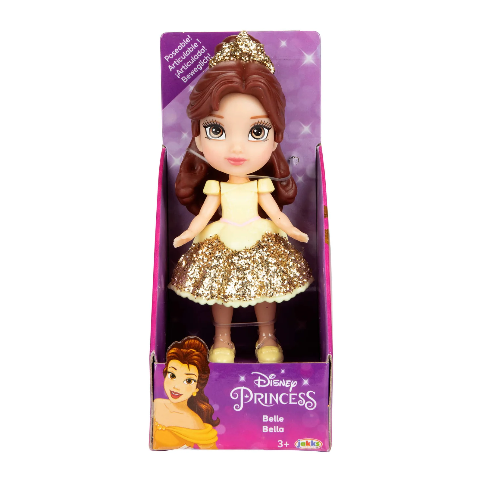 Disney Princess Mini Toddler Doll Belle In Yellow/Gold Dress