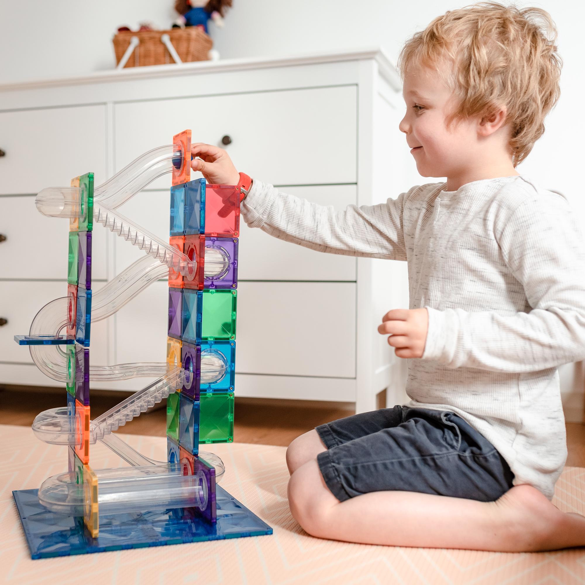 CONNETIX Magnetic Tiles 92 Piece Rainbow Ball Run Pack