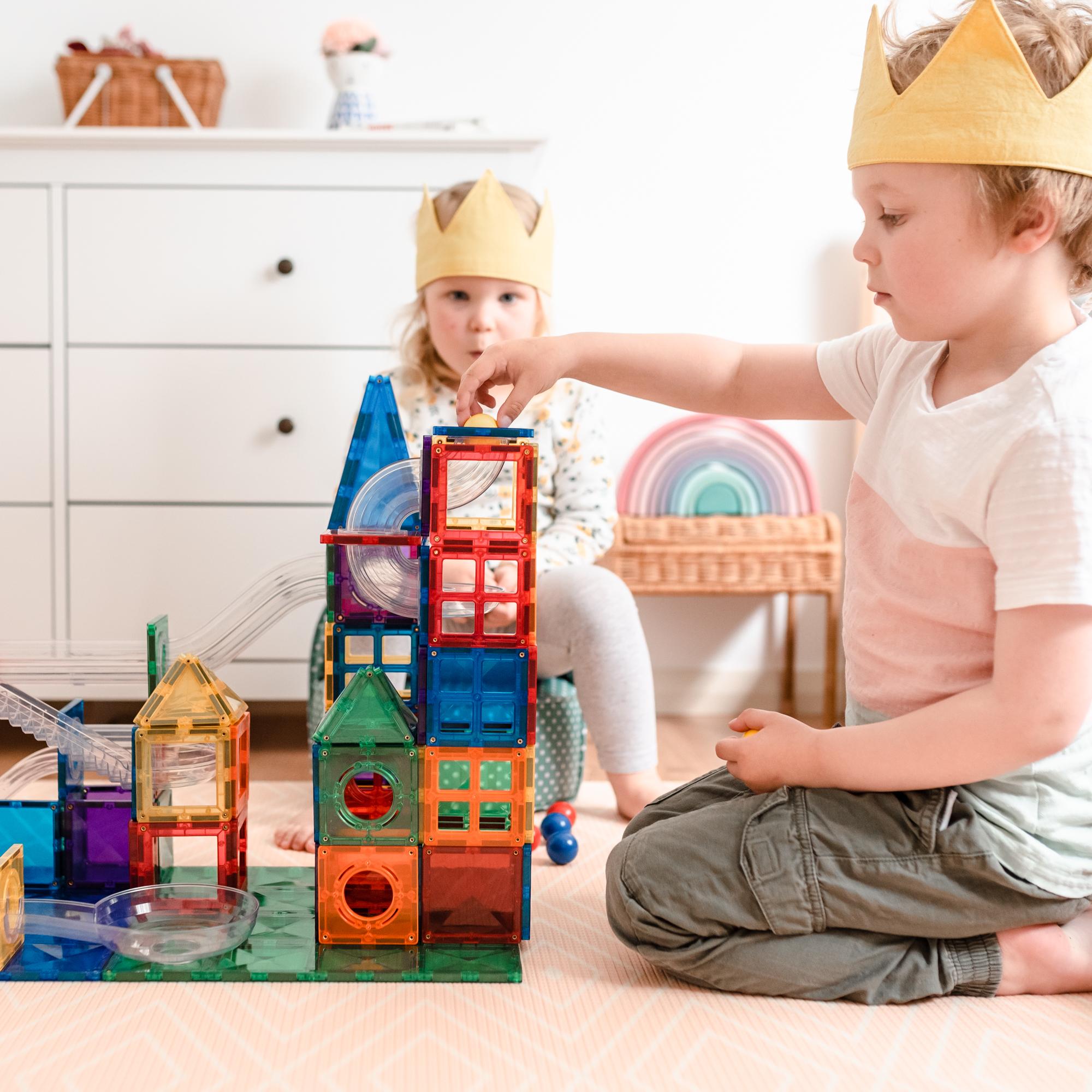 CONNETIX Magnetic Tiles 92 Piece Rainbow Ball Run Pack