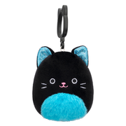 Squishmallows Season Halloween 3.5 Inch Plush  Clip-On Eponine Black Cat With Neon Blue Fuzzy Belly And Sparkle Ears