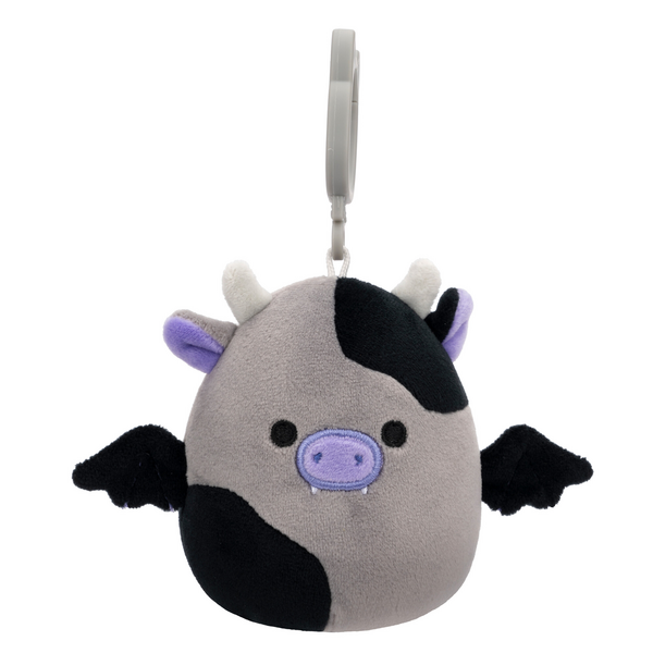 Squishmallows Season Halloween 3.5 Inch Plush  Clip-On Bridgette Grey And Black Cow Bat
