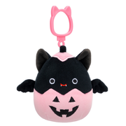 Squishmallows Season Halloween 3.5 Inch Plush  Clip-On Emily Black Bat In Pink Jack-O-Lantern