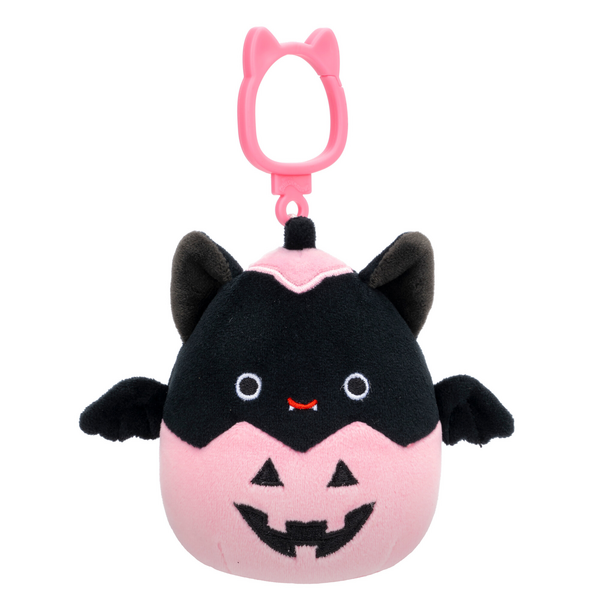 Squishmallows Season Halloween 3.5 Inch Plush  Clip-On Emily Black Bat In Pink Jack-O-Lantern